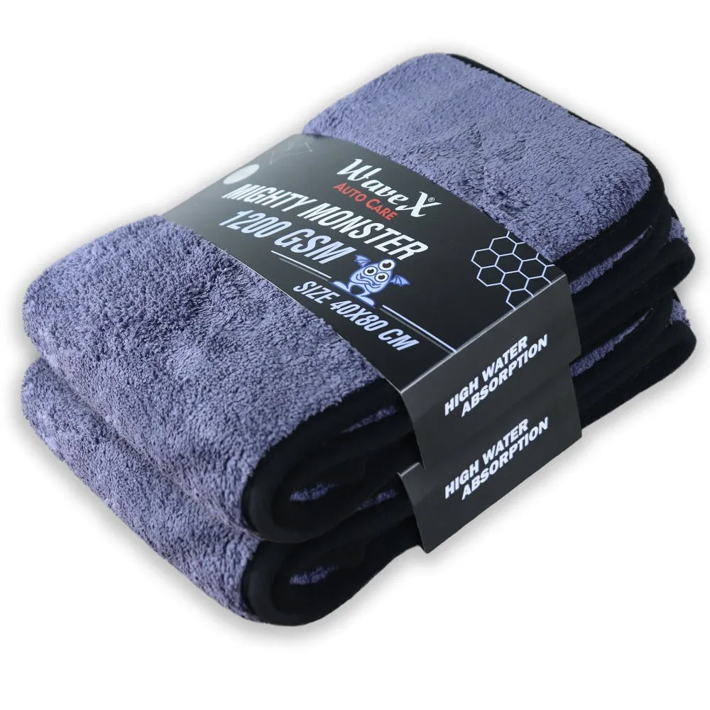 Microfiber Car Cleaning Cloth | 1200GSM Extra Large 40x80cm| Microfiber Cloth for Car and Bike | Grey, Soft, Super Water Absorbent – Ideal for Car and Bike Drying and Washing