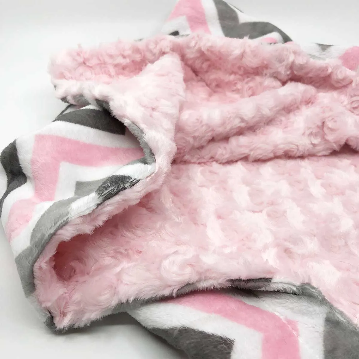 Minky Pet Blankets in Pink Chevron Pattern