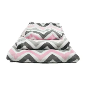 Minky Pet Blankets in Pink Chevron Pattern