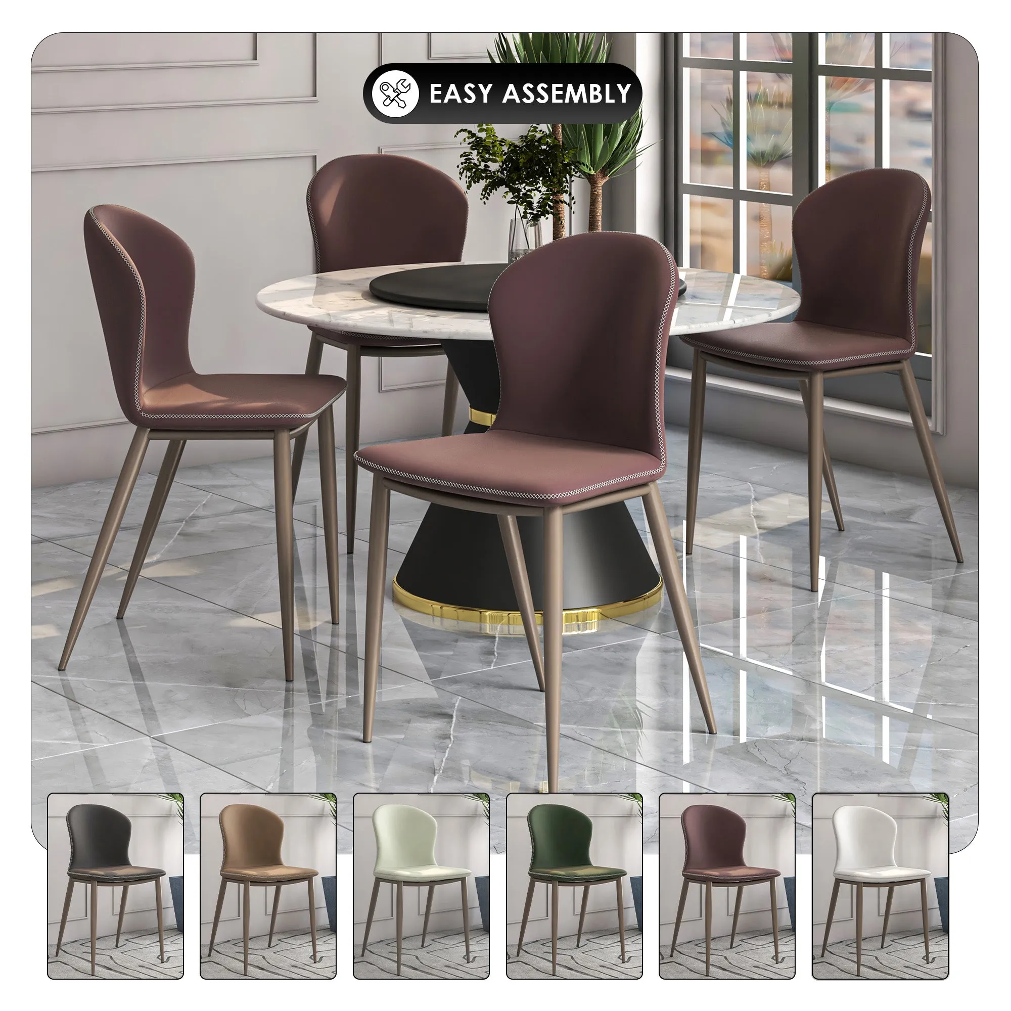 Mosaic Dining Chair Upholstered Fabric Foam Cushioned Chair with Metal Legs Set of 2