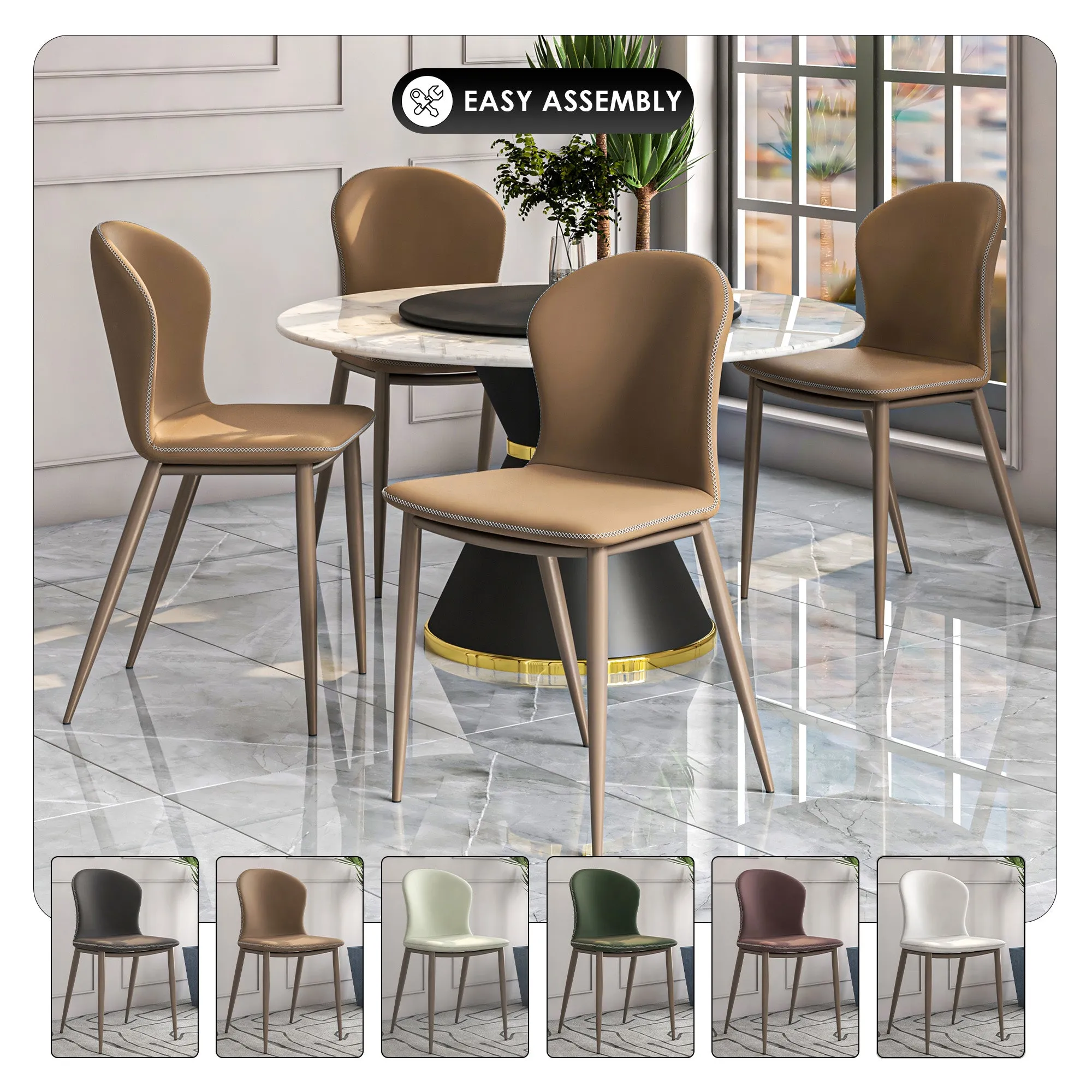 Mosaic Dining Chair Upholstered Fabric Foam Cushioned Chair with Metal Legs Set of 2