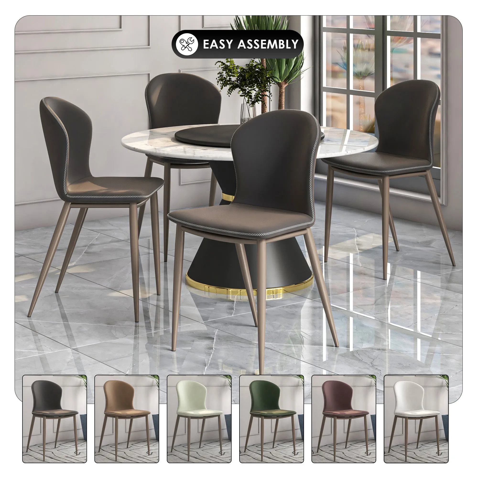 Mosaic Dining Chair Upholstered Fabric Foam Cushioned Chair with Metal Legs Set of 2