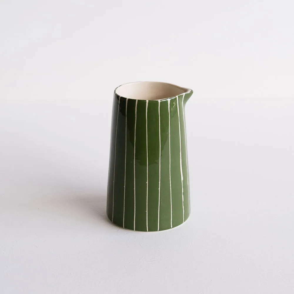 Musango Pitcher, Sgraffito, Moss Green