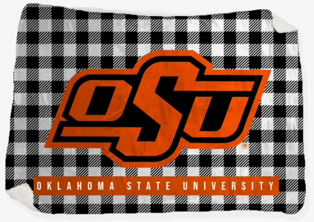 OK STATE 2024: OSU Buffalo Check Logo *BLANKET* (Small Business Saturday- 50% OFF DISCOUNT AUTOMATICALLY APPLIED AT CHECKOUT)