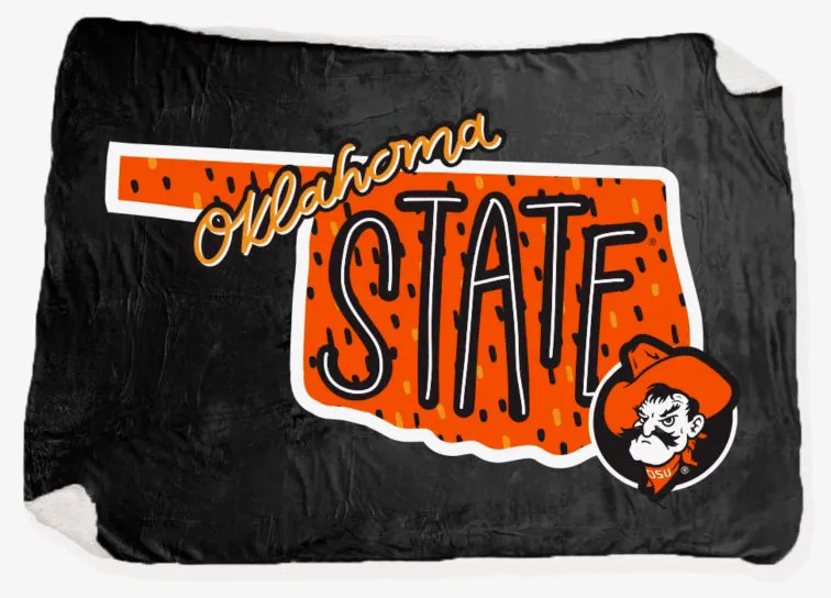 OK STATE 2024: OSU State Shape *BLANKET* (Small Business Saturday- 50% OFF DISCOUNT AUTOMATICALLY APPLIED AT CHECKOUT)