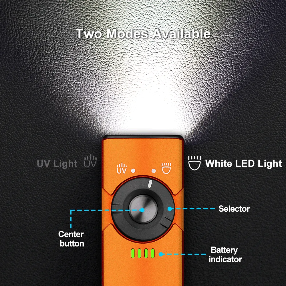 Olight Arkfeld UV - White Light and UV Dual Light Sources Flashlight - Orange CW (5700~6700K)