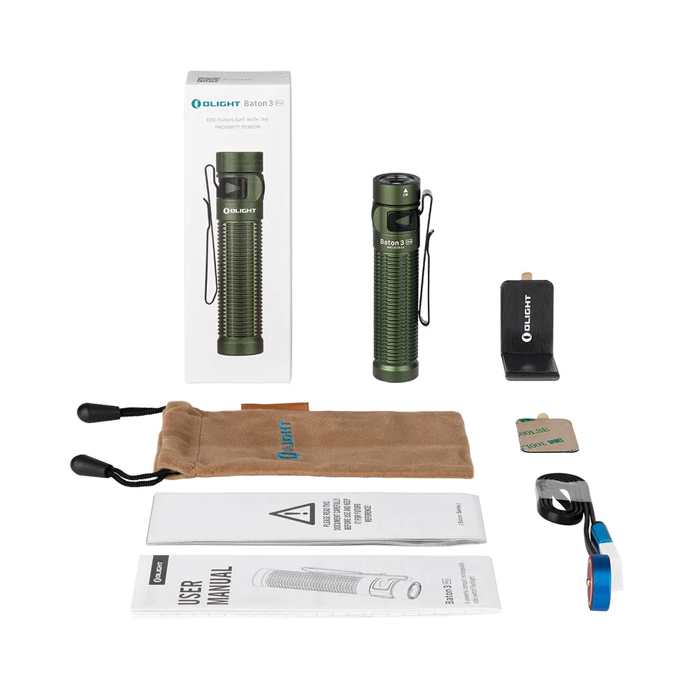 Olight Baton 3 Pro Rechargeable Flashlight - OD Green CW (5700-6700K)