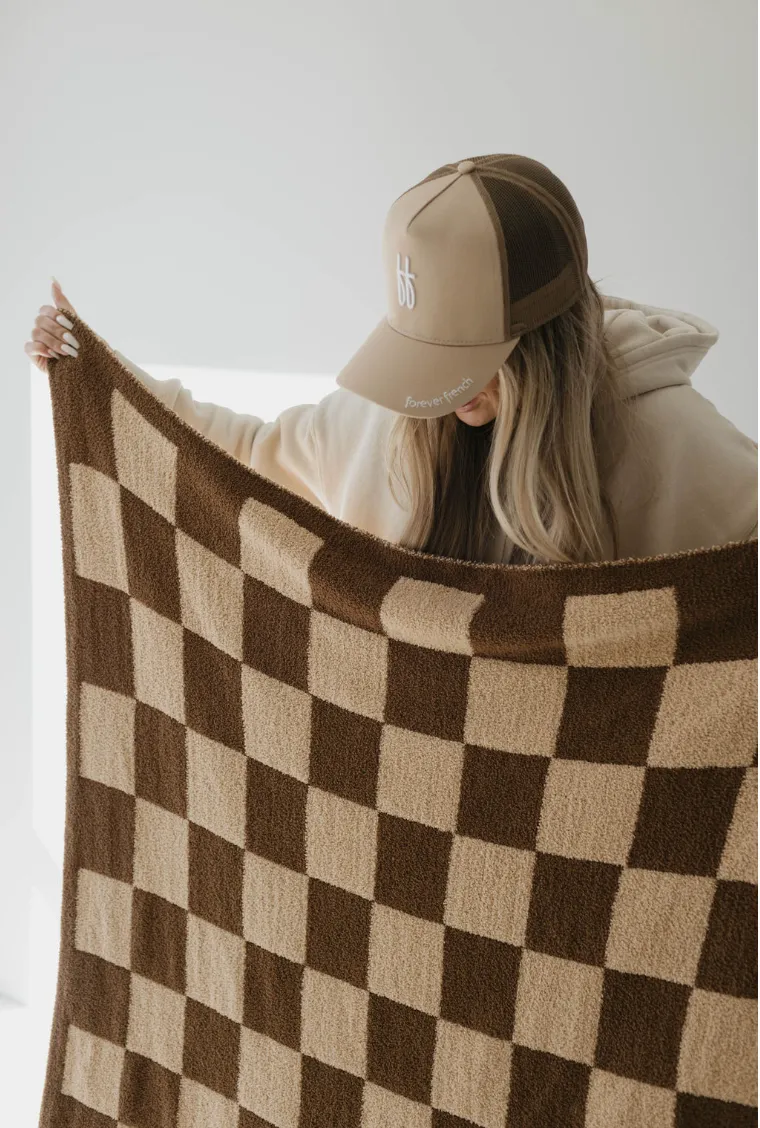 Plush Blankets | Brown Sugar Checkerboard