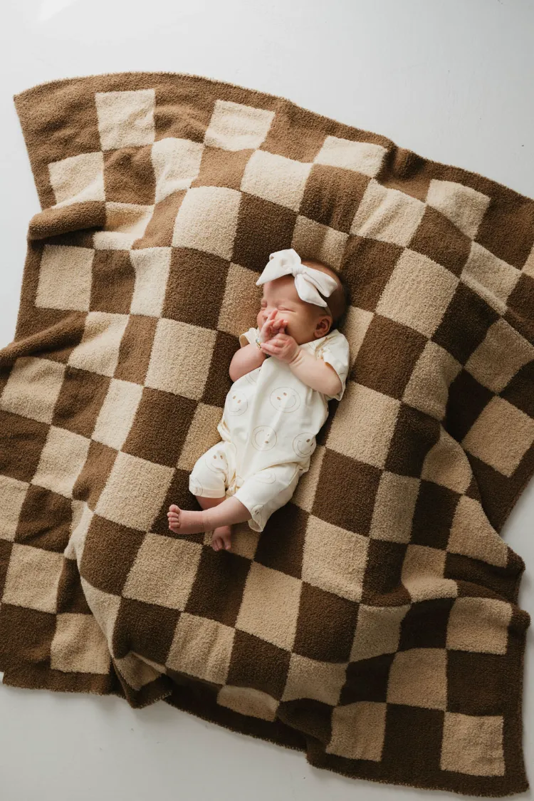 Plush Blankets | Brown Sugar Checkerboard