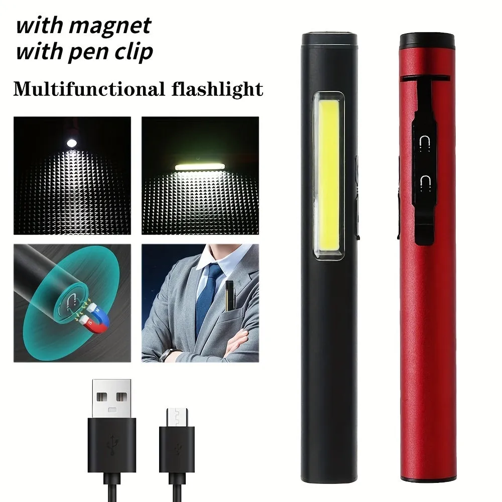 Portable LED Pen Light with Rechargeable Battery and Magnet