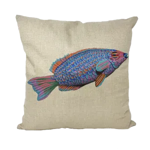 Purple and Blue Fish Throw Pillows