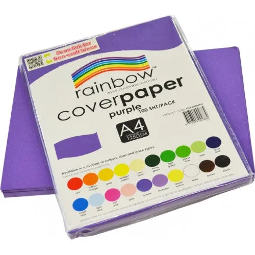 Rainbow A4 Cover Paper Purple 100 Sheets