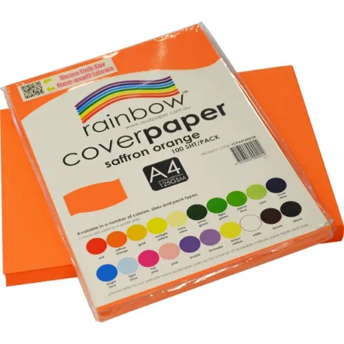 Rainbow A4 Cover Paper Saffron Orange 100 Sheets