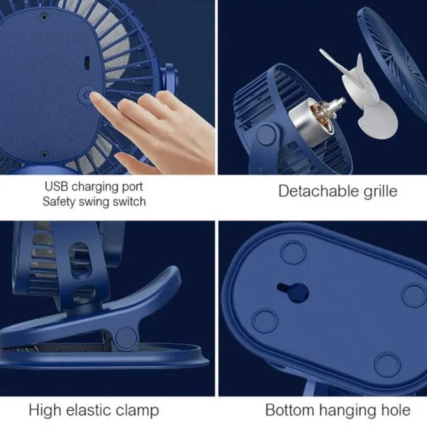 Rotable 3 Speed Fan With Clip and Hook