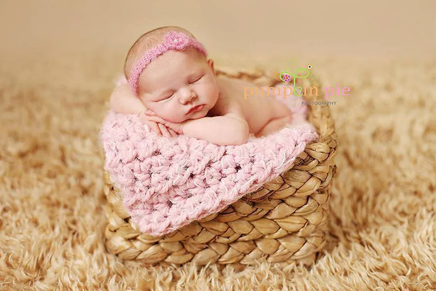 SET Pink and Blue Powder Puff Newborn Baby Blankets