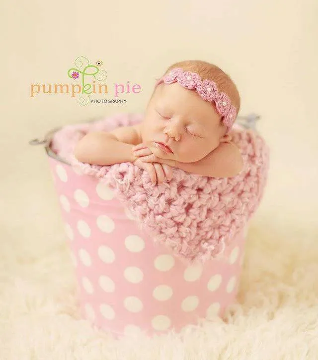 SET Pink and Blue Powder Puff Newborn Baby Blankets