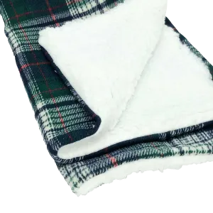 Sherpa Lined Pet Blanket in Blue & Green