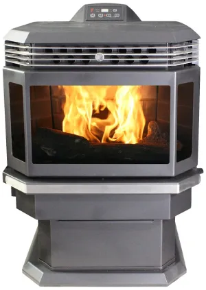 US STOVE AP5660 Bay Front Pellet Stove, 24-1/4 in W, 26-1/4 in D, 30-1/2 in H, 2200 sq-ft Heating, Steel, Black :EA: QUANTITY: 1