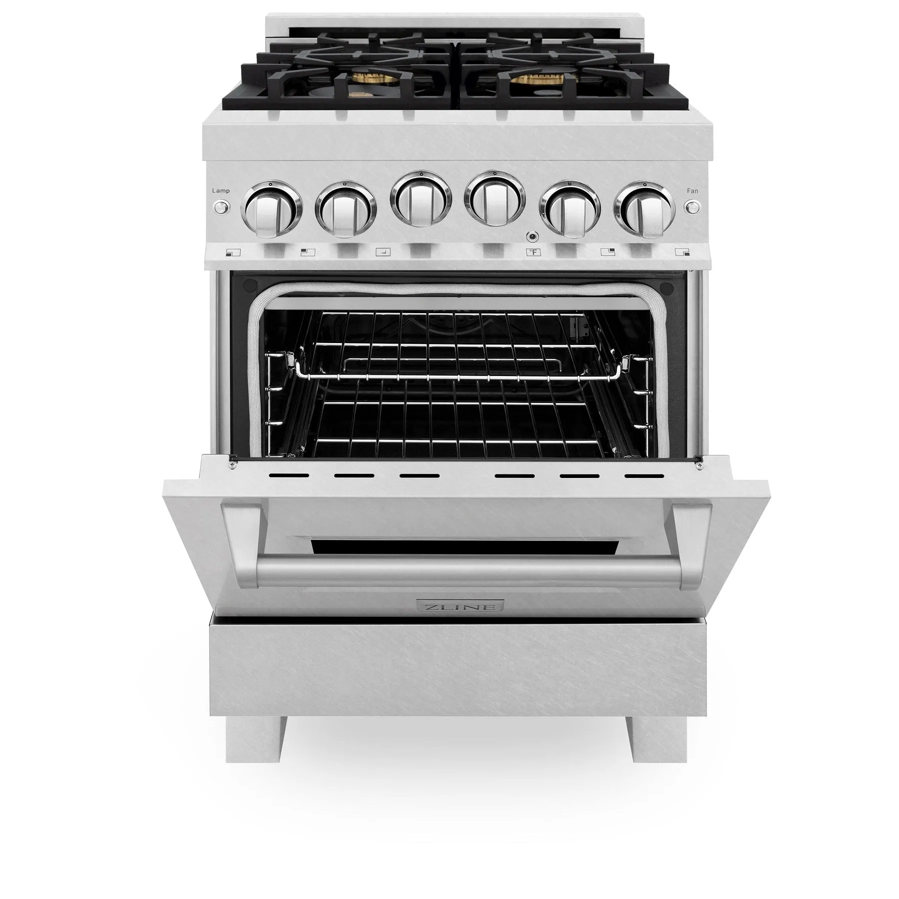 ZLINE 24" 2.8 cu. ft. Range with Gas Stove and Gas Oven in DuraSnow® Stainless Steel with Brass Burners (RGS-SN-BR-24)